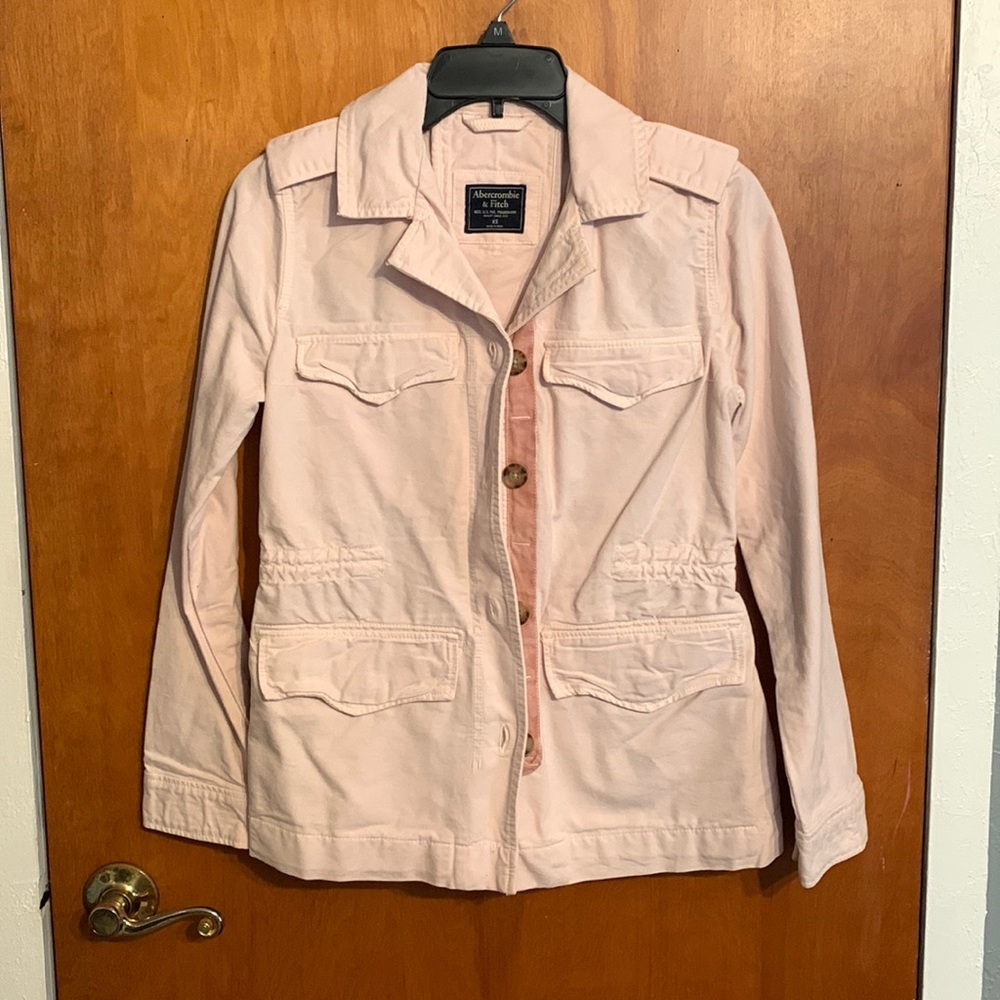 Abercrombie Light Pink Utility Style Button Down Jacket